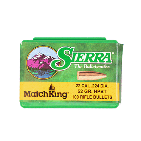 .22 Cal .224 DIA 52GR HPBT | Sierra | matchking | 100 stuks 
